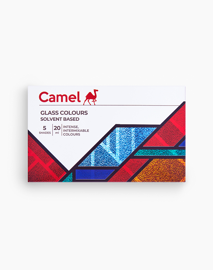 Camel Glass Colours Assorted Pack of 5 Shades in 20 ml With Solvent Based 